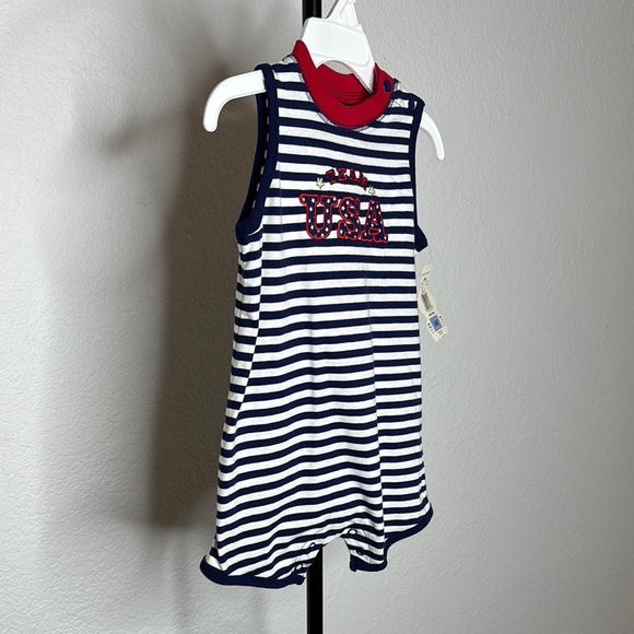 Child of Mine Navy and White Striped Sunsuit - Picture 3 of 9